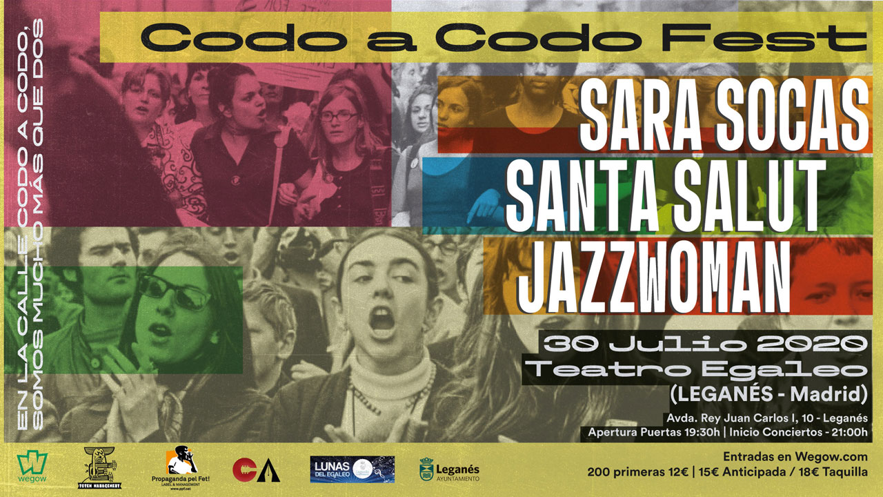 El CODO A CODO FEST comptarà amb Sara Socas, Santa Salut i JazzWoman en directe el 30 de juliol a Leganés